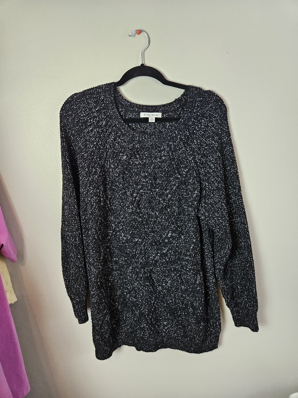 Studio Works Black and White Marled Knit Sweater